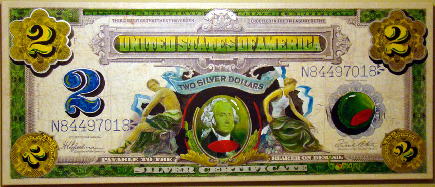 Michael Godard - $2 Silver Certificate - Original Painting - Mixed Media on Canvas