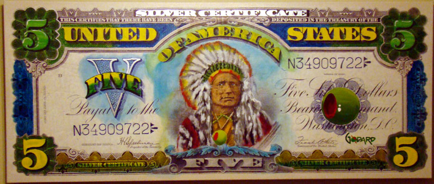 Michael Godard - $5 Silver Certificate - Original Painting - Mixed Media on Canvas