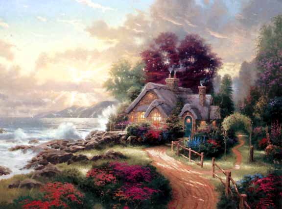 Thomas Kinkade - A New Day Dawning Romance of the Sea I - Limited Edition Offset Lithograph on Canvas
