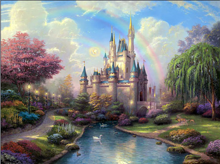 Thomas Kinkade - A New Day at Cinderella's Castle - Limited Edition Offset Lithograph on Canvas