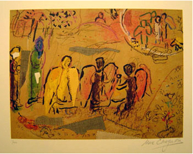 Marc Chagall - Abraham et la Trois Anges, Plate 12 - Limited Edition Lithograph