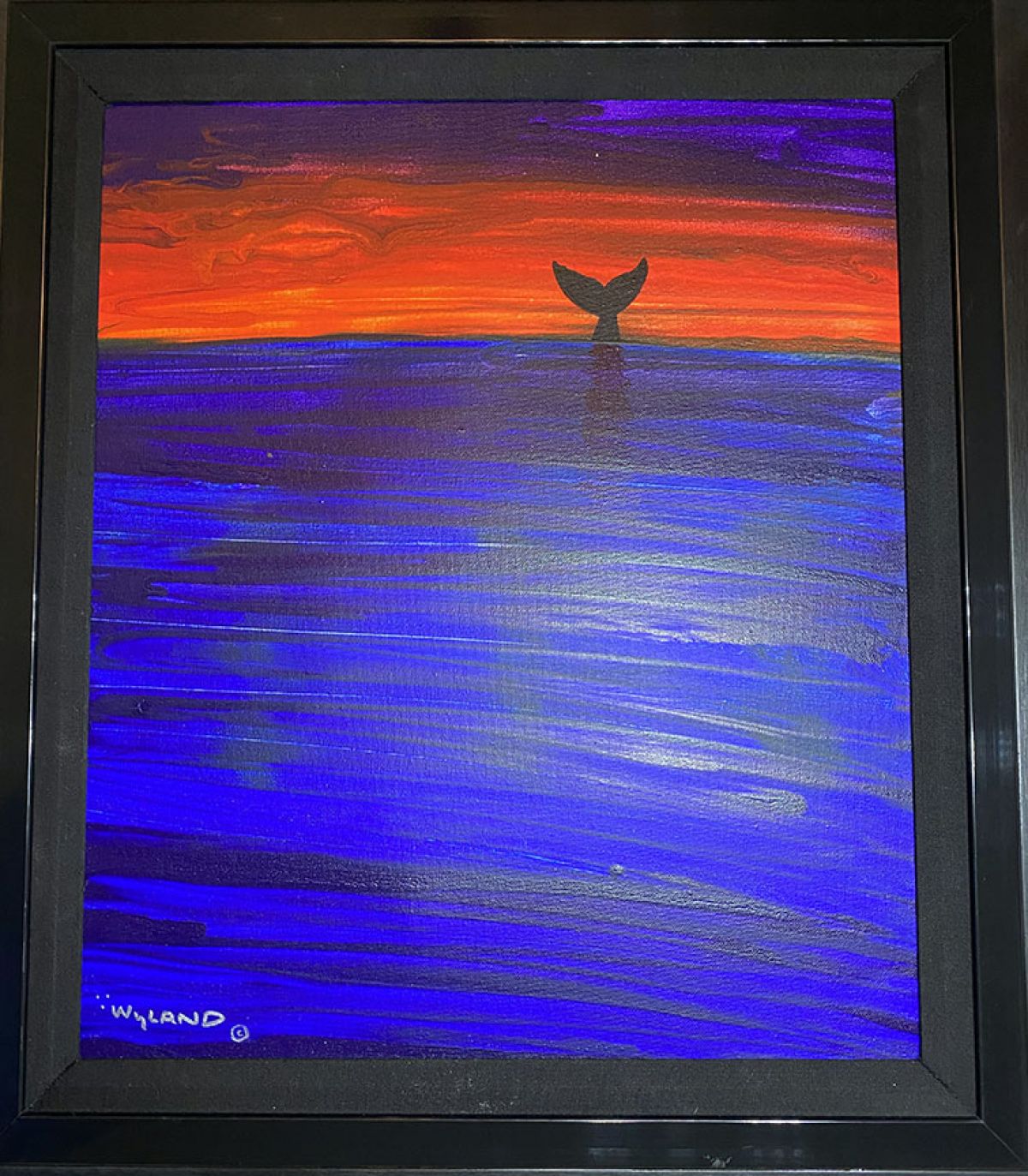 Wyland - Abstract Whales Tail - Original Painting - Oil / Acrylic on Canvas