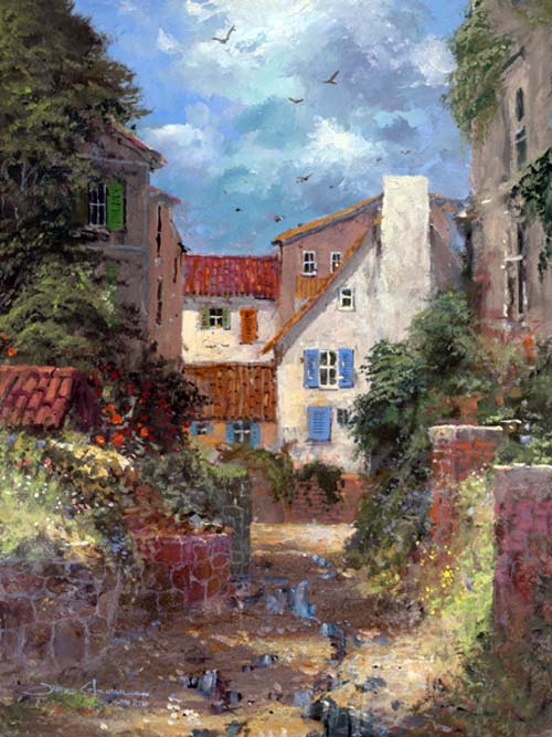 James Coleman - Afternoon In The Village - Limited Edition Giclee on Canvas
