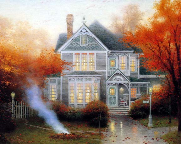 Thomas Kinkade - Amber Afternoon - Limited Edition Offset Lithograph on Canvas