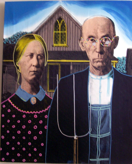 Steve Kaufman - American Gothic - Limited Edition Serigraph on Canvas