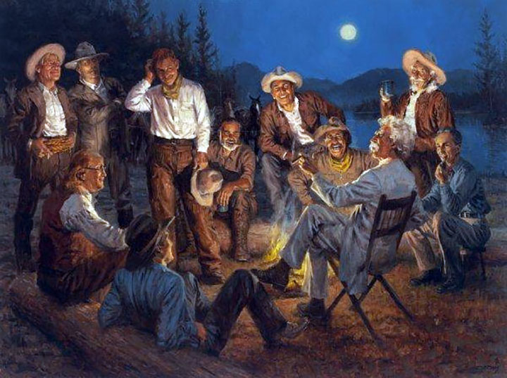 Herndon Fine Art offers authenticated Andy Thomas fine art, including rare hand-signed limited edition canvas giclées, presidential poker masterworks, and historic Western oil paintings.