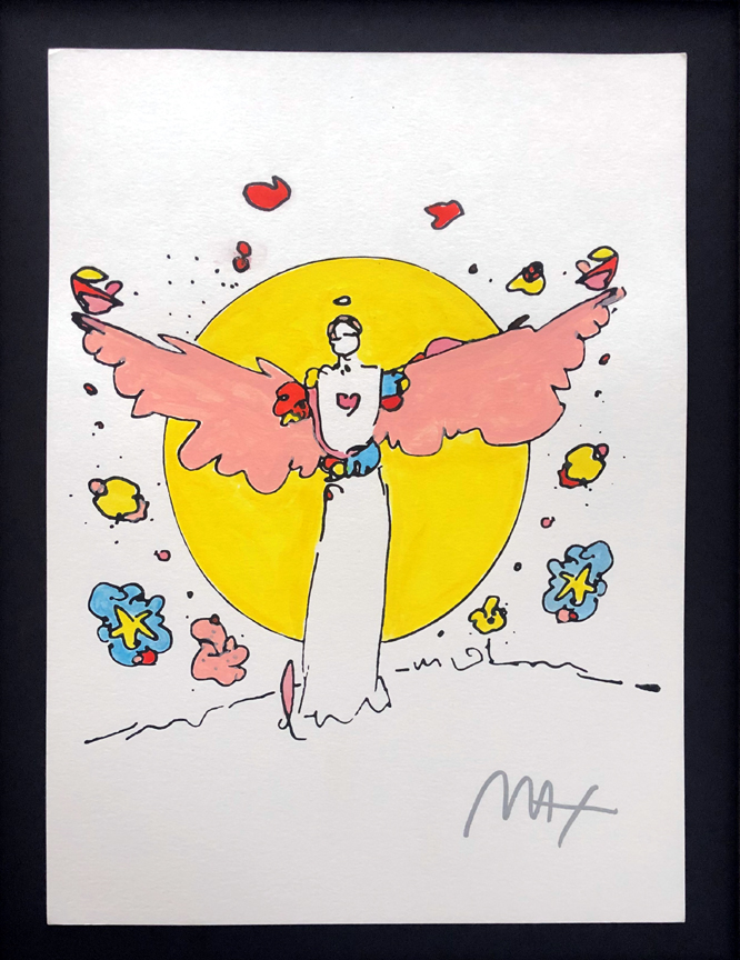 Peter Max - Angel with Sun - Original Painting - Mixed Media on Canvas