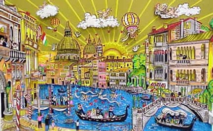 Charles Fazzino - Angels over Venice - 3-D Limited Edition Mixed Media