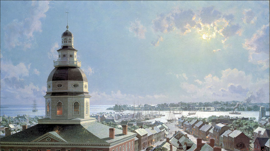 John Stobart - Annapolis View Over the State House 1860 - Limited Edition Lithograph