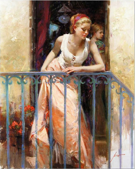 Daeni Pino - At the Balcony - Limited Edition Giclee on Canvas