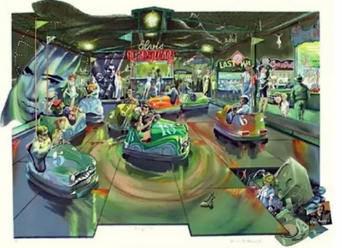 Daniel Authouart - Bumper Cars - Limited Edition Lithograph