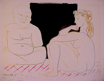 Pablo Picasso - Autoportait avec une Femme - Limited Edition Lithograph