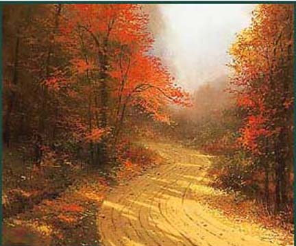 Thomas Kinkade - Autumn Lane - Limited Edition Offset Lithograph on Canvas