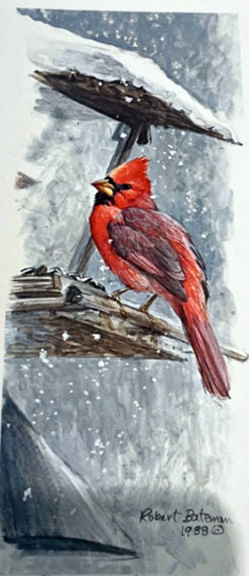 Robert Bateman - At the Feeder - Cardinal - Limited Edition Lithograph