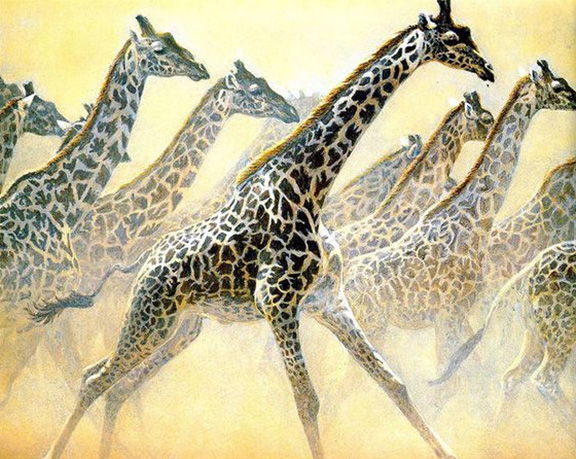 Robert Bateman - Galloping Herd - Giraffes - Limited Edition Lithograph