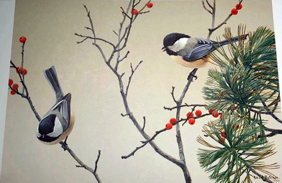 Robert Bateman - Lively Pai - Chickadees - Limited Edition Lithograph