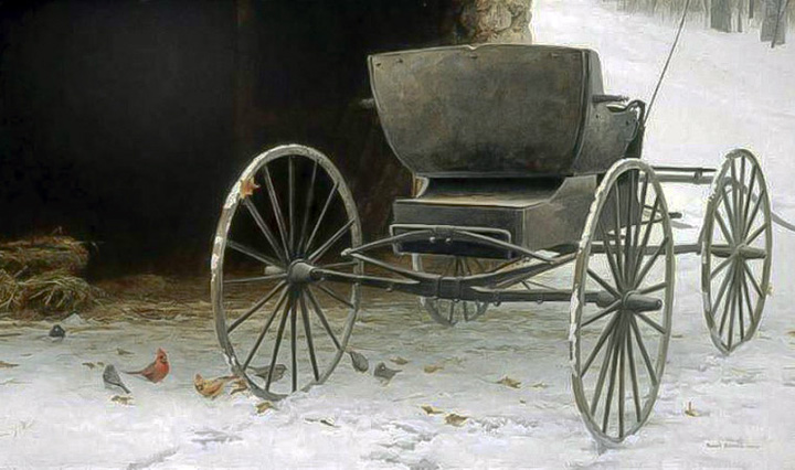 Robert Bateman - Old Buggy and Winter Birds - Limited Edition Lithograph