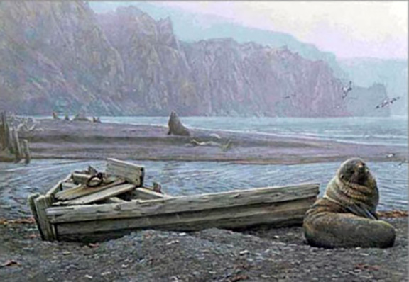 Robert Bateman - Old Whaling Base and Fur Seals - Limited Edition Lithograph