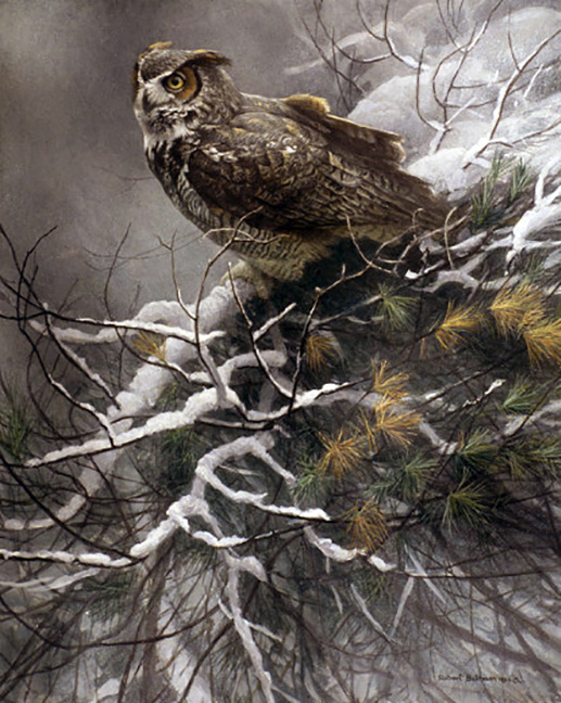 Robert Bateman - Winter Pine - Great Horned Owl - Limited Edition Lithograph