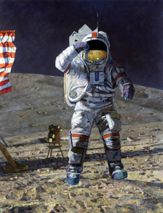 Alan Bean - John Young Leaps into History - Limited Edition Giclee on Canvas