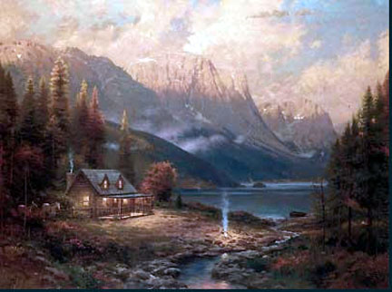 Thomas Kinkade - Beginning of a Perfect Day - Limited Edition Offset Lithograph on Canvas
