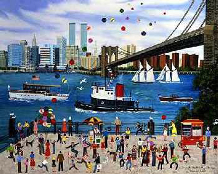 Jane Wooster Scott - Beneath the Brooklyn Bridge - Limited Edition Serigraph