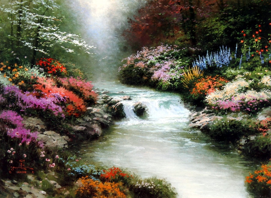 Thomas Kinkade - Beside Still Waters - Limited Edition Offset Lithograph on Canvas