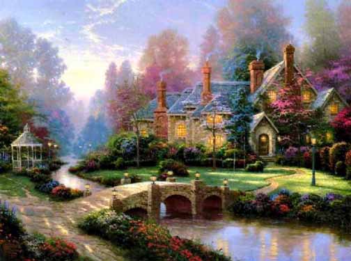 Thomas Kinkade - Beyond Spring Gate Spring Gate II - Limited Edition Offset Lithograph on Canvas