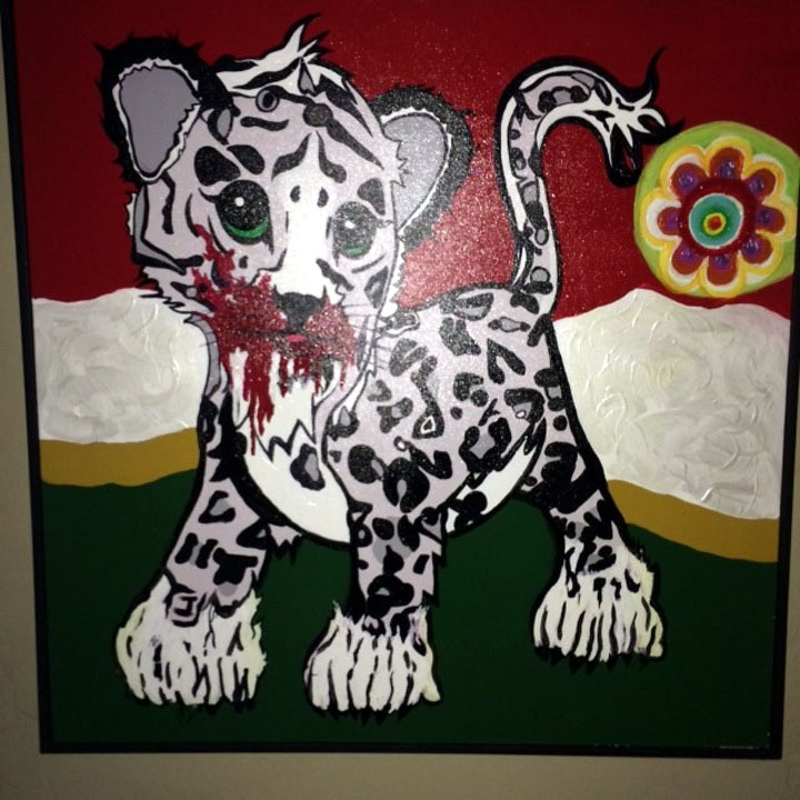 Ronnie Cutrone - Snow Leopard - Bloody Cat - Original Painting - Acrylic / Mixed Media on Canvas