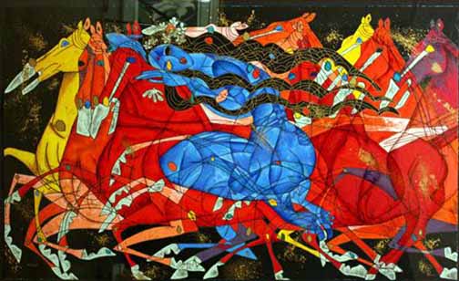 TieFeng Jiang - Blue Lady - Limited Edition Serigraph on Hand Deckled Paper