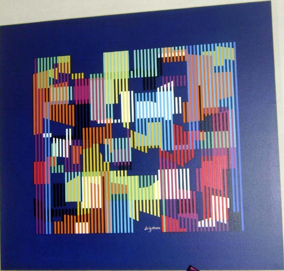 Yaacov Agam - Blue Violet VII - Original Serigraph / Acrylic on Canvas