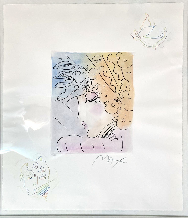 Peter Max - Blushing Beauty - Profile Flying Angel - Limited Edition Etching
