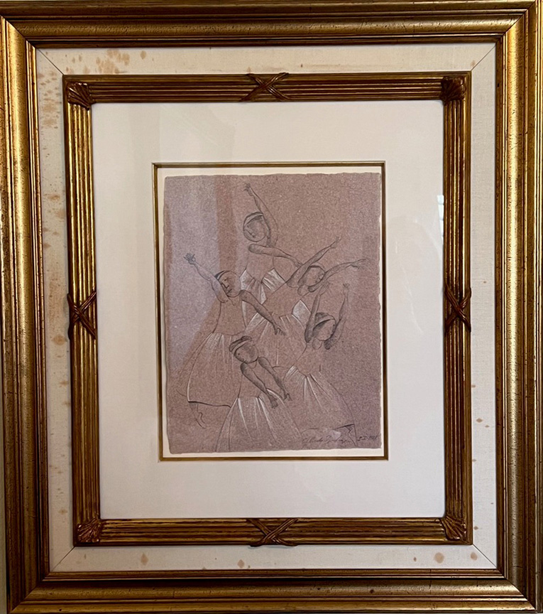 Graciela Rodo Boulanger - Ballerinas - Original Painting - Drawing Conte Crayon and Pencil 