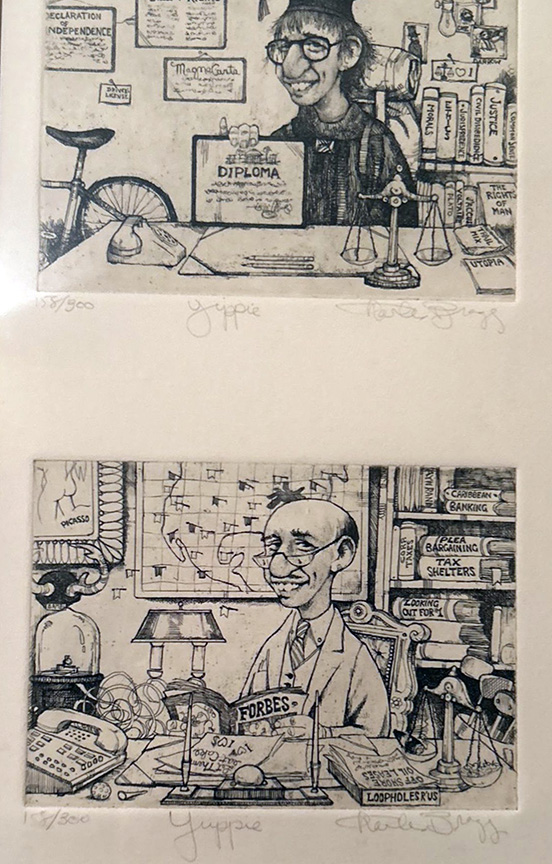 Charles Bragg - Yippie and Yuppie - Limited Edition Etching