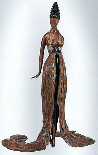 Erte - Feather Gown - Limited Edition Bronze Sculpture