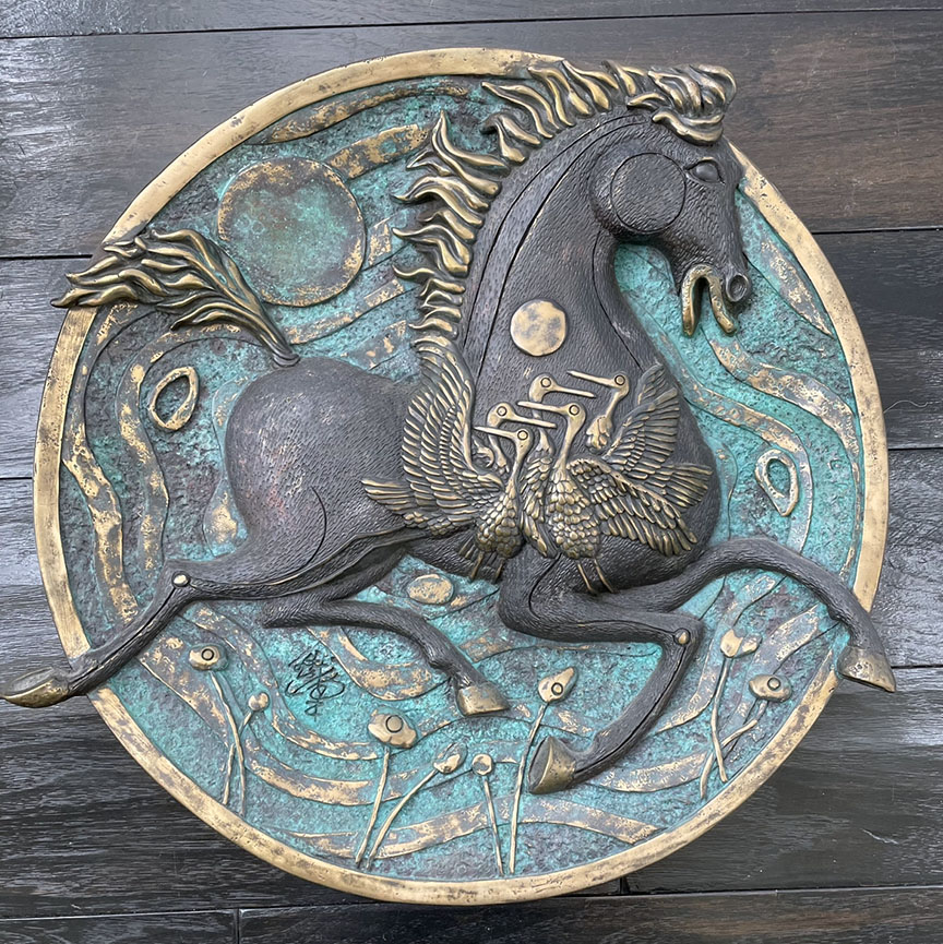 TieFeng Jiang - Tang 
		Dynasty Horse - Limited Edition Bronze Platter