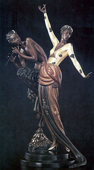 Erte - Woman and Satyr - Limited Edition Bronze Sculpture