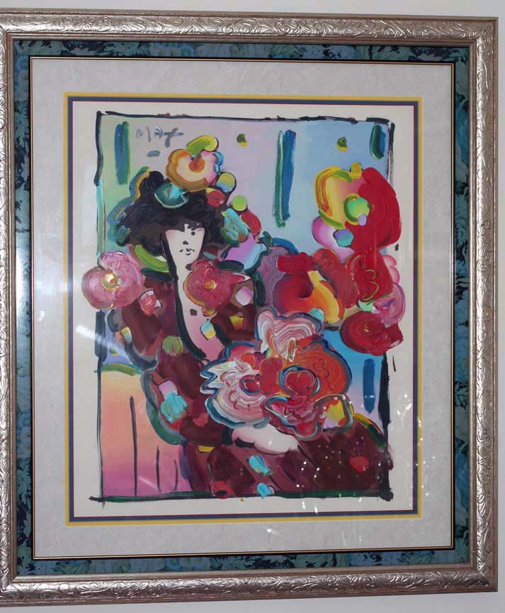 Peter Max - Brown Lady Memories - Limited Edition Mixed Media with Acrylic