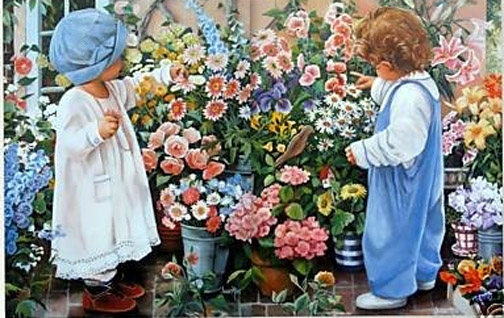 Susan Rios - Buddy and Sweet Pea - Limited Edition Lithograph on Canvas