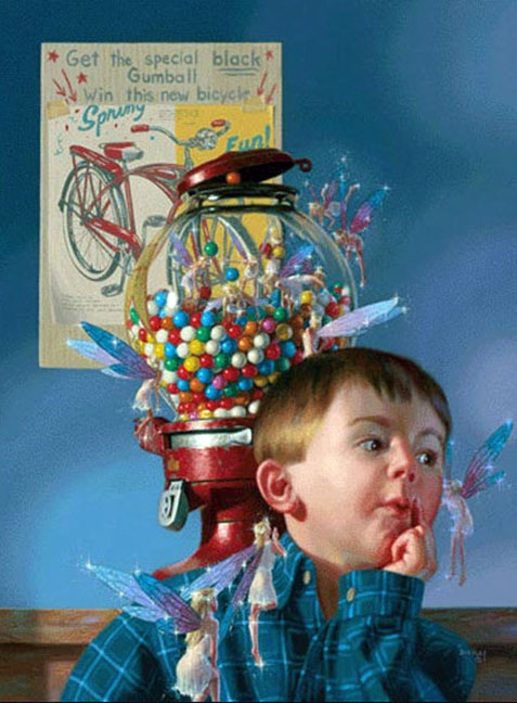 Bob Byerley - The Gumball Dealer - Limited Edition Giclee on Canvas