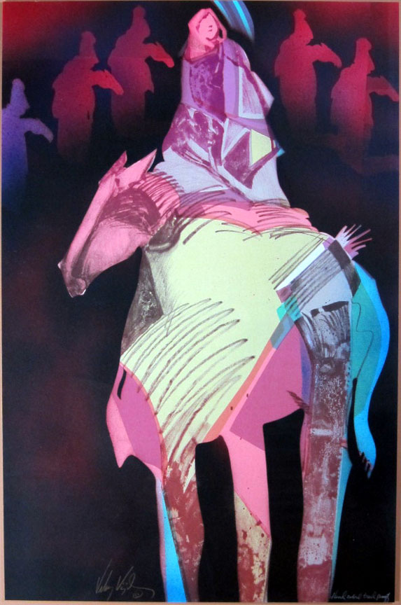 Herndon Fine Art offers authenticated Veloy Vigil fine art, including rare hand-signed limited edition lithographs, mixed-media collagraphs, and expressive Southwestern oil paintings.