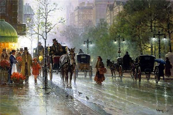 G Harvey - Cabbies on Fifth Avenue - Limited Edition Lithograph
