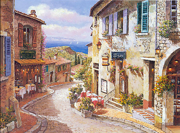 Sam Park - Cafe De Stable - Limited Edition Serigraph on Canvas