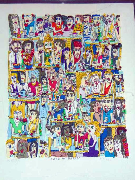James Rizzi - Cafe In Paris - 3-D Limited Edition Serigraph