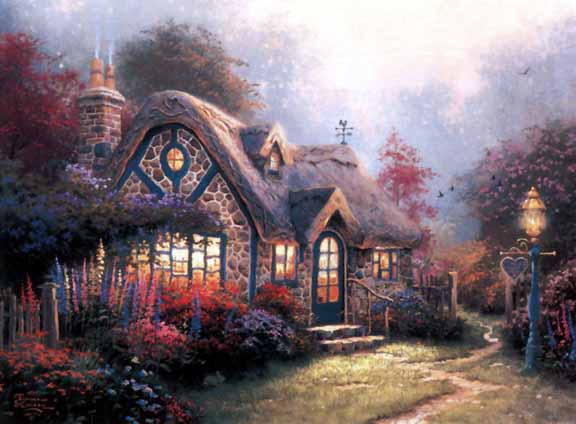 Thomas Kinkade - Candlelight Cottage - Cottages of Light I - Limited Edition Offset Lithograph on Canvas