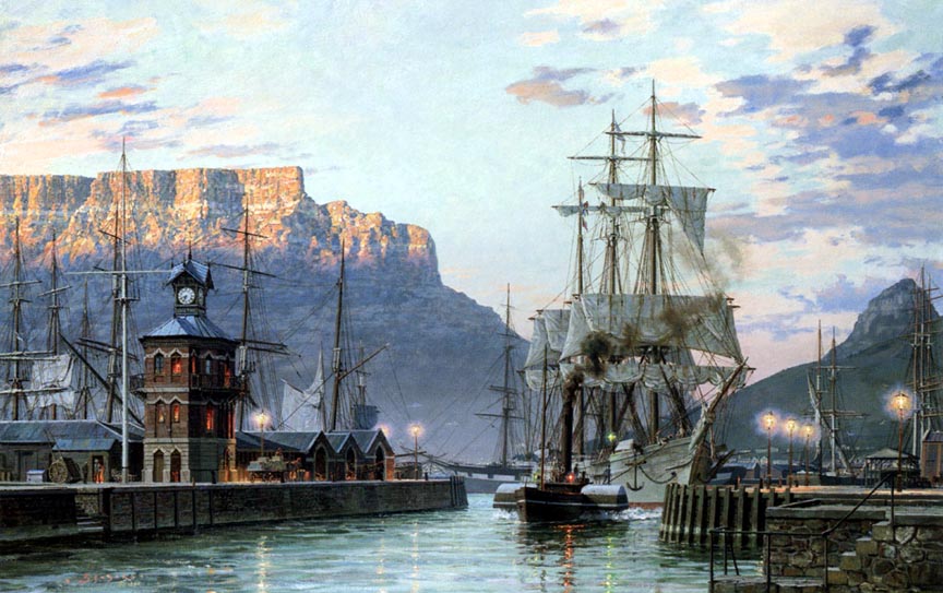 John Stobart - Cape Town The Bark William Hales Towing Out of Port in 1886 - Limited Edition Lithograph
