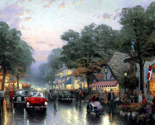 Thomas Kinkade - Carmel, Dolores Street - Limited Edition Offset Lithograph