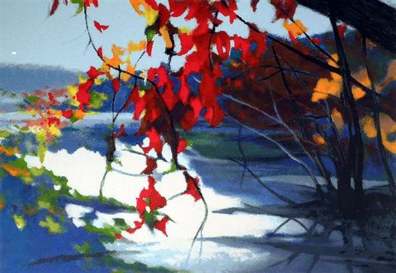 Tadashi Asoma - Cascading Leaves - Limited Edition Serigraph