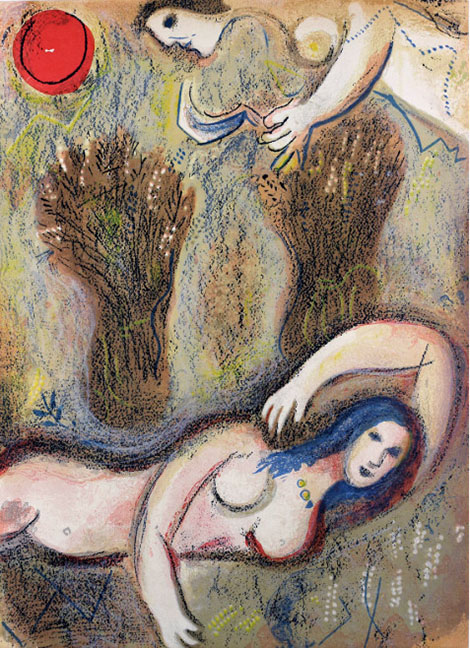 Marc Chagall - Boaz Wakes Up and Sees Ruth at his Feet - Limited Edition Lithograph 