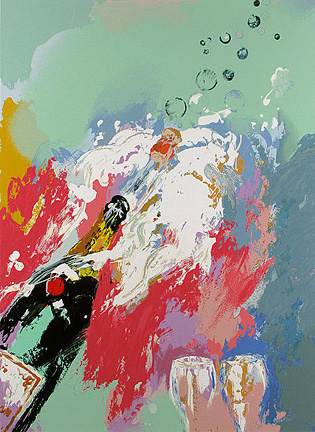 Leroy Neiman - Champagne, New Years Eve - Limited Edition Serigraph